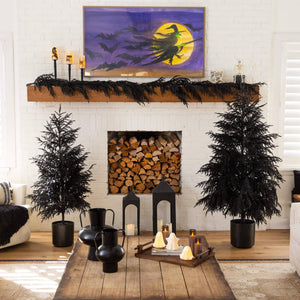 6' Artificial Real Touch Halloween Black Norfolk Island Pine Garland with Natural Look