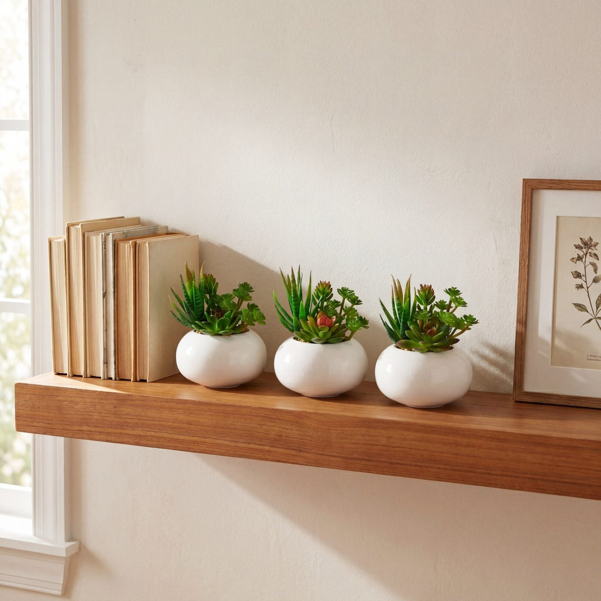 6" Artificial Succulent Garden in Ceramic White Planter - Set of 3