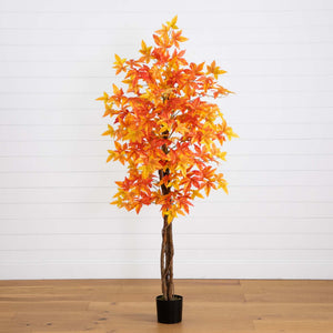 6’ Autumn Deluxe Maple Artificial Fall Tree