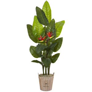 6’ Bird of Paradise Artificial Plant in Farmhouse Planter (Real Touch)