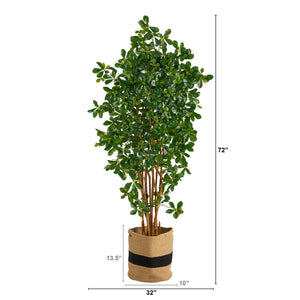 6’ Black Olive Artificial Tree in Handmade Natural Cotton Planter