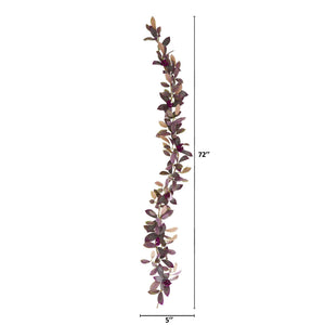 6’ Fall Laurel Leaf with Berries Artificial Garland (Set of 2)