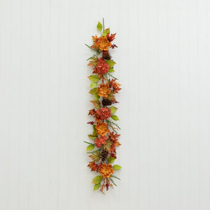 6’ Fall Ranunculus, Hydrangea and Berries Autumn Artificial Garland