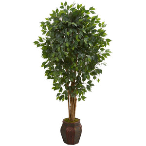 6’ Ficus Artificial Tree in Decorative Planter