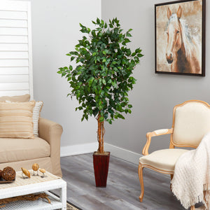 6' Ficus Tree w/Bamboo Planter