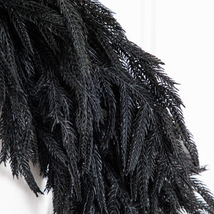 6' Artificial Real Touch Halloween Black Norfolk Island Pine Garland with Natural Look