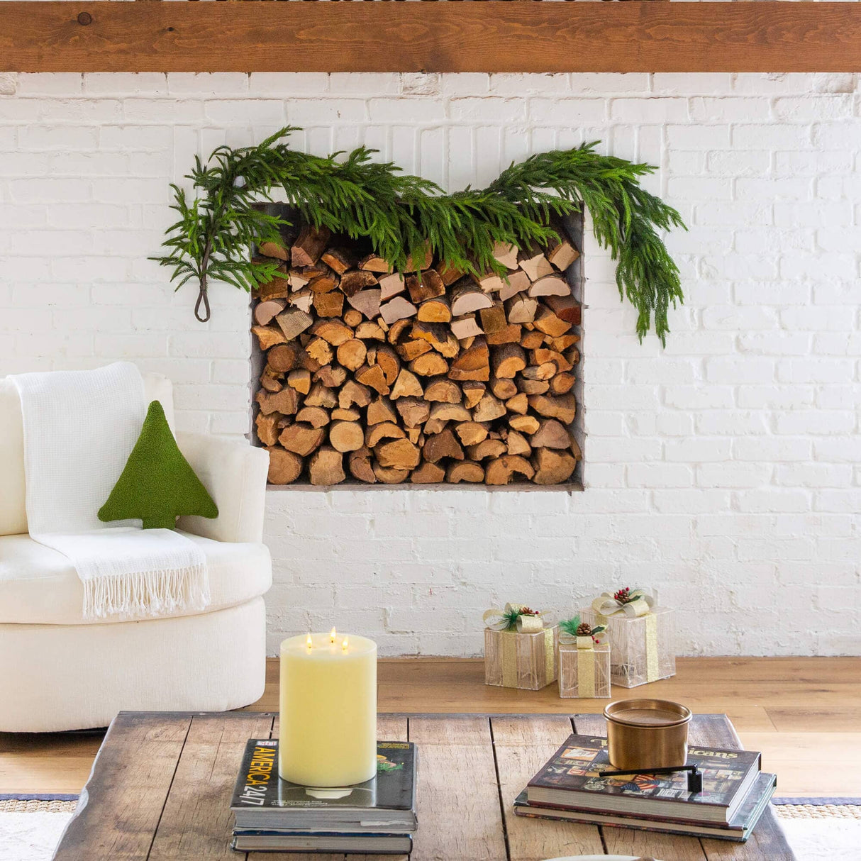 6' Artificial Real Touch Norfolk Island Pine Garland with Natural Look