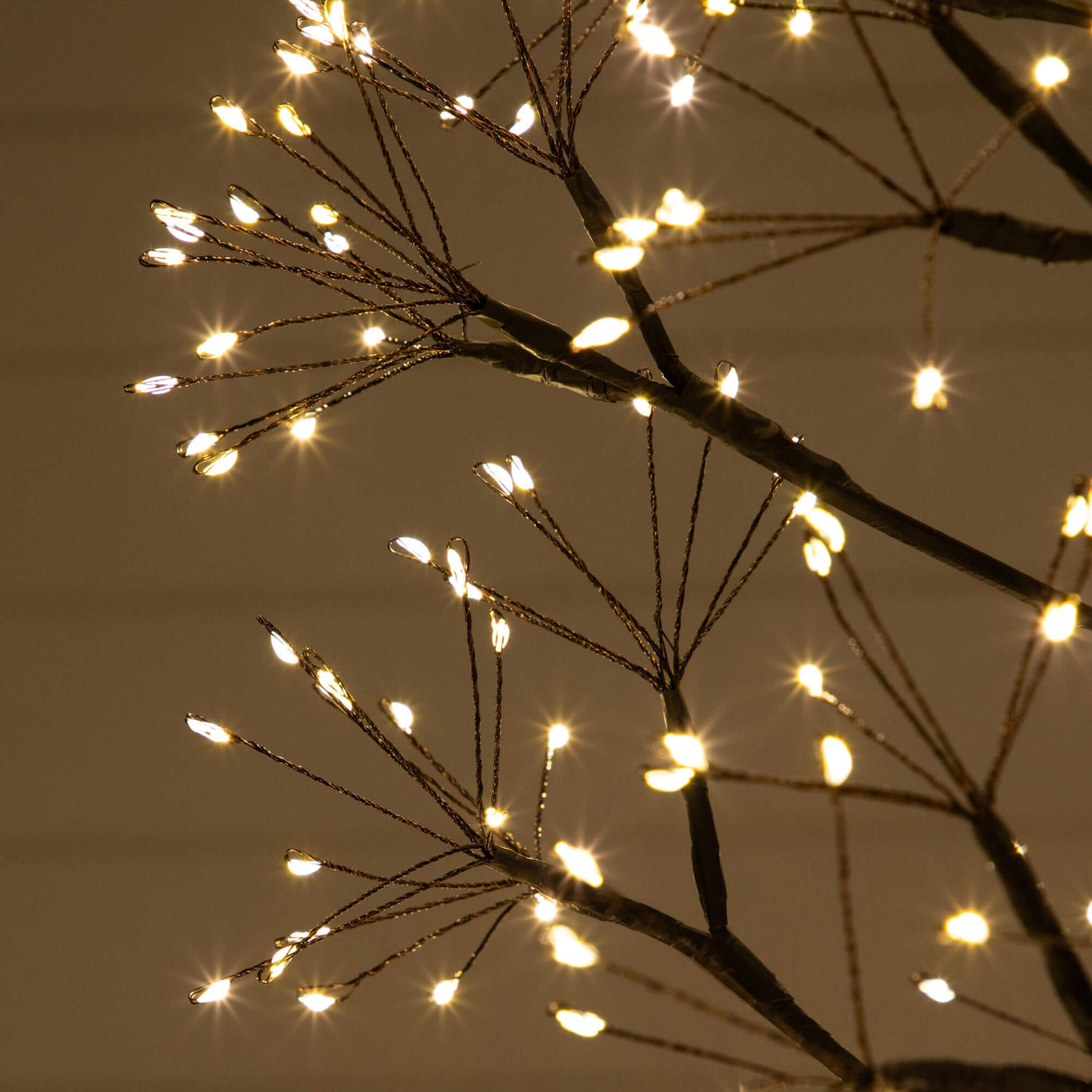 6' Pre-Lit Artificial Halloween Black Starburst Tree with 1680 Fairy Warm White LED Lights