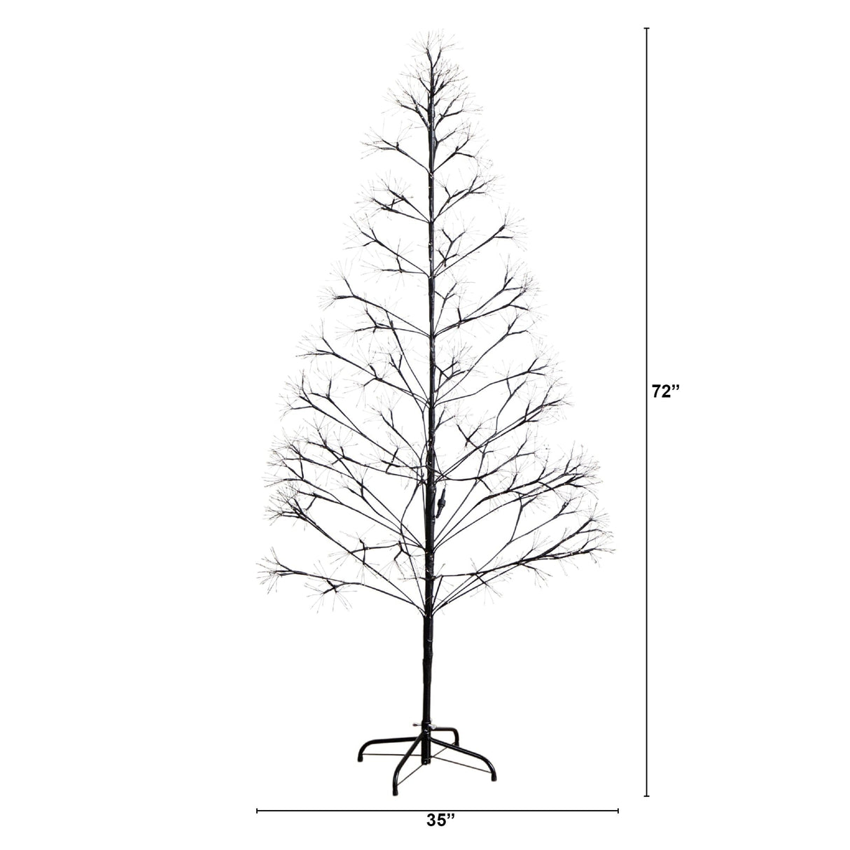 6' Pre-Lit Artificial Halloween Black Starburst Tree with 1680 Fairy Warm White LED Lights