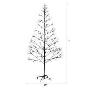 6' Pre-Lit Artificial Halloween Black Starburst Tree with 1680 Fairy Warm White LED Lights