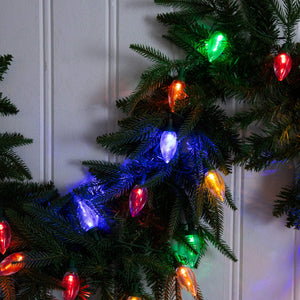 6' Pre-Lit Artificial Luxembourg Pine Christmas Garland with 35 Multicolored Traditional Bulb LED Lights