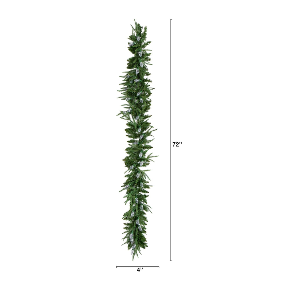 6' Pre-Lit Artificial Luxembourg Pine Christmas Garland with 35 Multicolored Traditional Bulb LED Lights