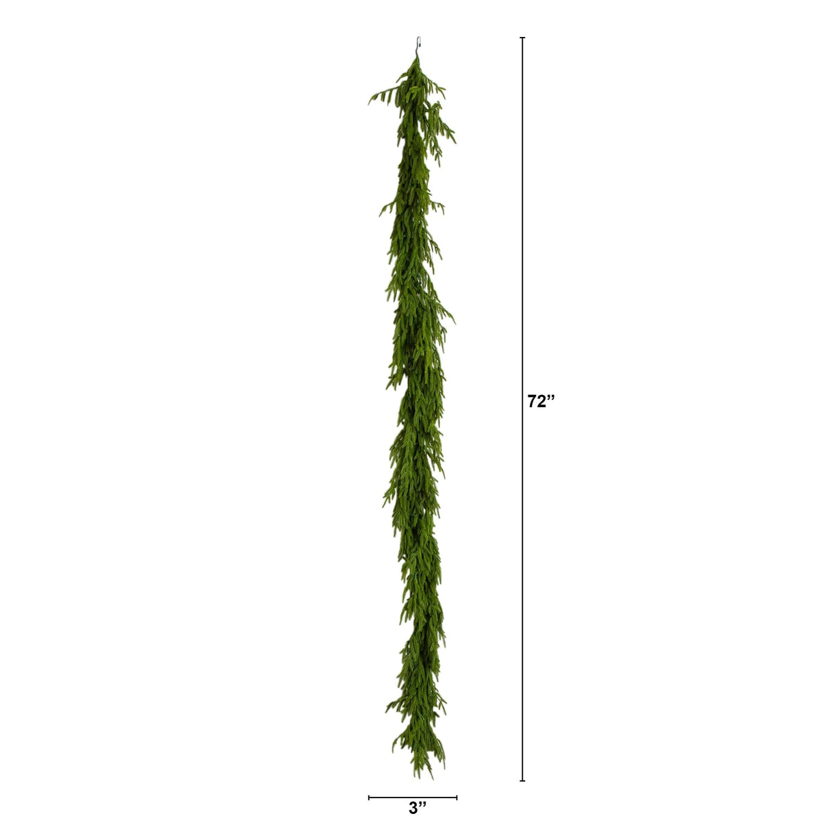 6' Pre-Lit Artificial Real touch Norfolk Island Pine Garland with 35 Warm White LED Lights and Natural Look