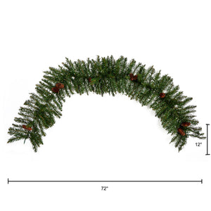 6' Mixed Alaskan Pines and Pinecones Artificial Christmas Garland 50 Warm White LED Lights