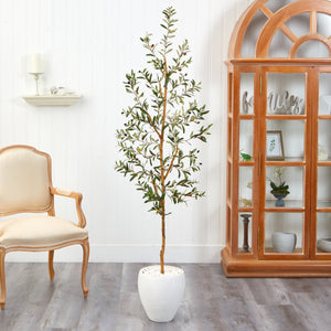 6’ Olive Artificial Tree in White Planter