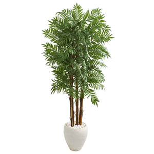 6’ Parlour Artificial Palm Tree in White Planter