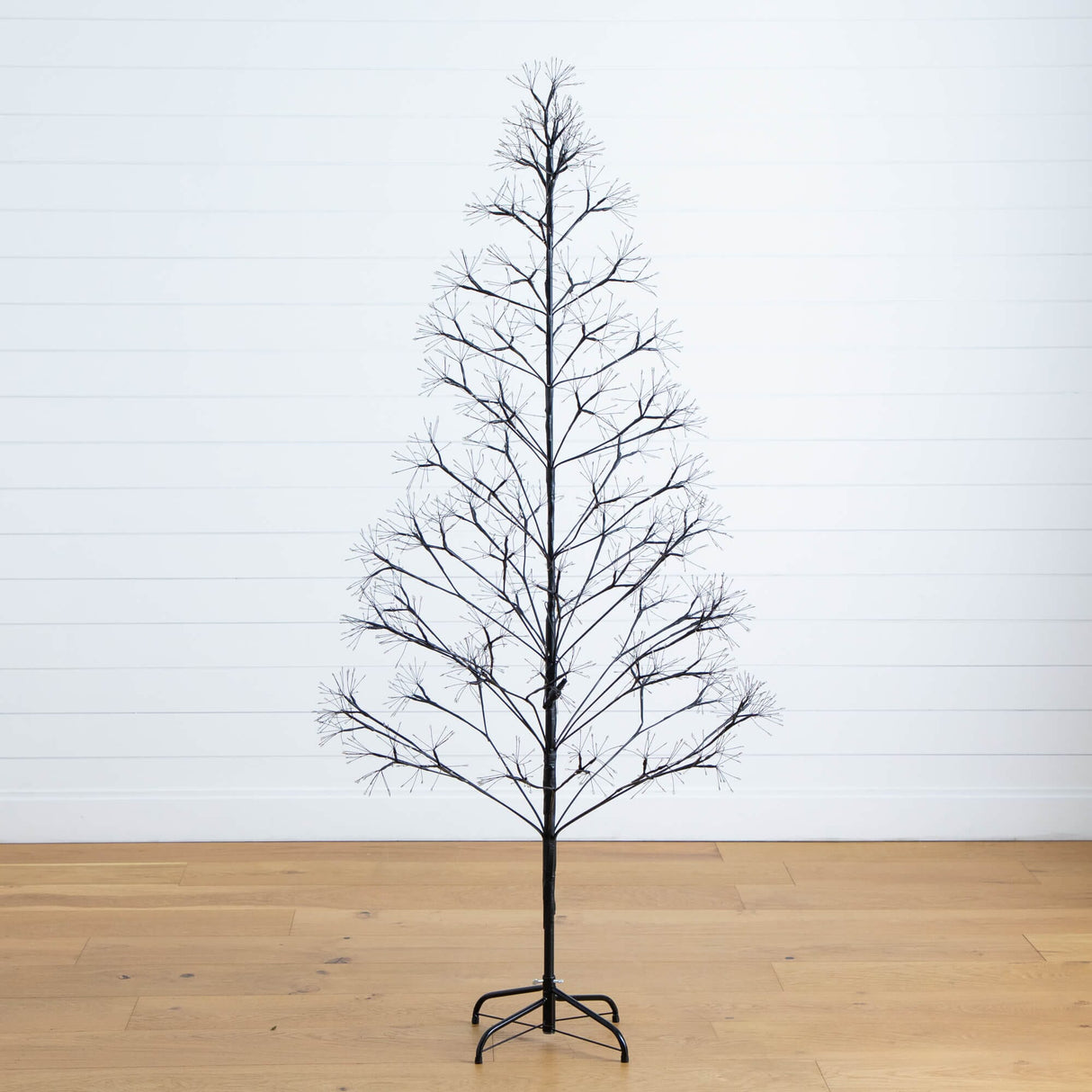 6' Pre-Lit Artificial Halloween Black Starburst Tree with 1680 Fairy Warm White LED Lights