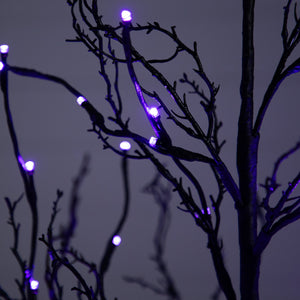 6’ Pre-Lit Halloween Black Twig Artificial Tree with 300 Orange & Purple LED Lights