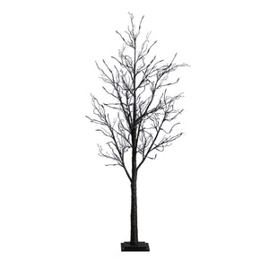 6’ Pre-Lit Halloween Black Twig Artificial Tree with 300 Orange & Purple LED Lights