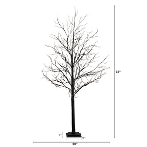 6’ Pre-Lit Halloween Deluxe Black Twig Artificial Tree with 156 Orange & Purple LED Lights