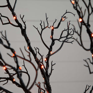 6’ Pre-Lit Halloween Minimalist Twig Artificial Fall Tree with 320 Orange & Purple LED Lights