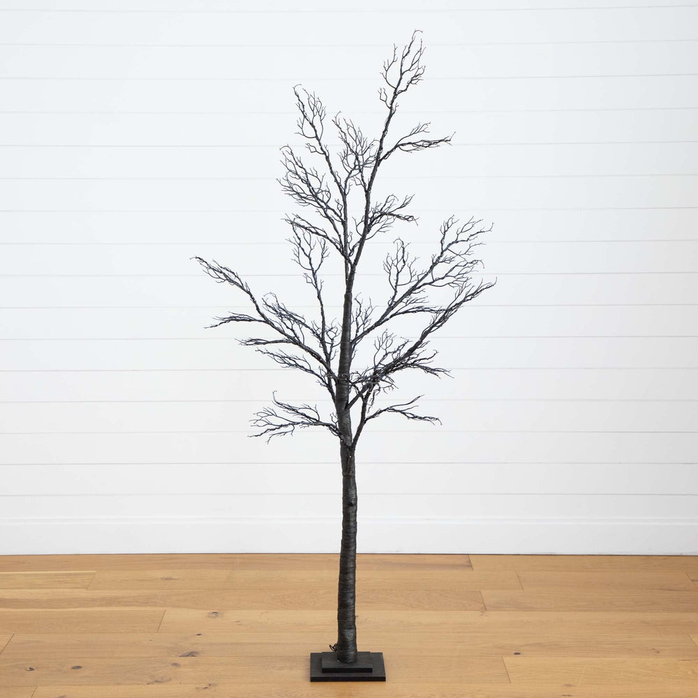 6’ Pre-Lit Halloween Minimalist Twig Artificial Fall Tree with 320 Orange & Purple LED Lights