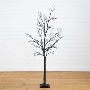 6’ Pre-Lit Halloween Minimalist Twig Artificial Fall Tree with 320 Orange & Purple LED Lights