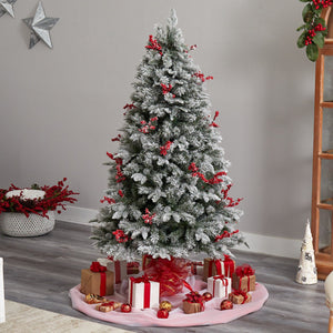 6' Snow Tipped Norwegian Fir Pre-Lit Tree with 200 LED Lights, 50 LED Globe Lights