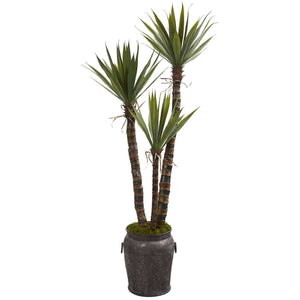 61” Yucca Artificial Tree in Metal Planter