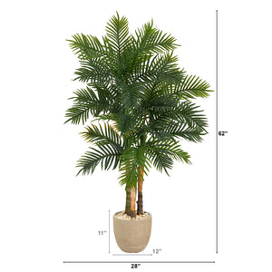 62” Areca Palm Artificial Tree in Sandstone Planter