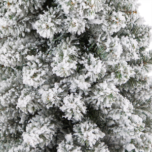 62” Flocked Pencil Artificial Christmas Tree with 200 Clear Lights and 318 Bendable Branches in Charcoal Urn