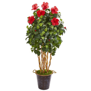 62” Hibiscus Artificial Tree in Decorative Planter