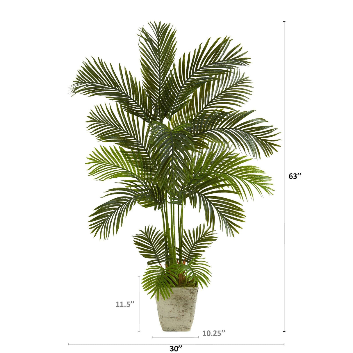 63” Areca Palm Artificial Tree in Country White Planter