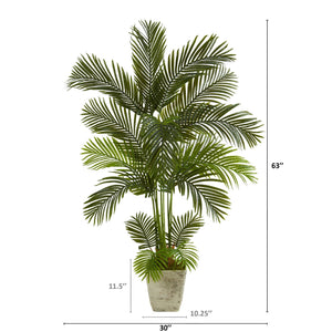 63” Areca Palm Artificial Tree in Country White Planter