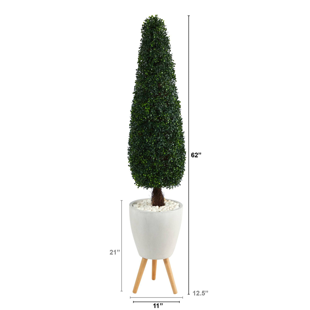 63” Boxwood Topiary Artificial Tree in White Planter with Stand (Indoor/Outdoor)