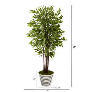 64” Bamboo Artificial Tree in Decorative Tin Bucket