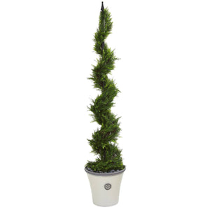 64” Cypress Artificial Spiral Tree in Decorative Planter