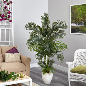 65” Areca Palm Artificial Tree in White Planter