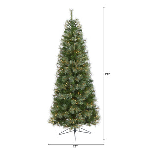 6.5' Cashmere Slim Artificial Christmas Tree with 350 Warm White Lights and 660 Bendable Branches