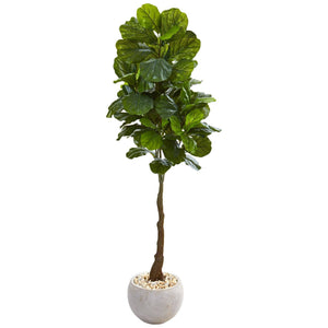 65” Fiddle Leaf Artificial Tree in Sand Colored Planter (Real Touch)