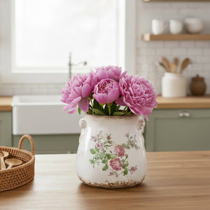 6.5” Floral Print Tuscan Ceramic Scroll Planter