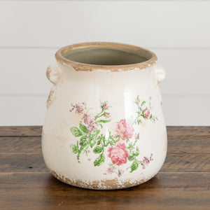 6.5” Floral Print Tuscan Ceramic Scroll Planter