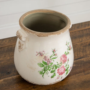 6.5” Floral Print Tuscan Ceramic Scroll Planter