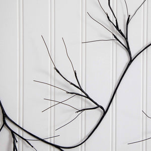 6.5' Pre-Lit Artificial Halloween Black Twig Garland with 48 Purple LED Lights