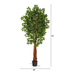 6.5’ Super Deluxe Ficus Artificial Tree with Natural Trunk