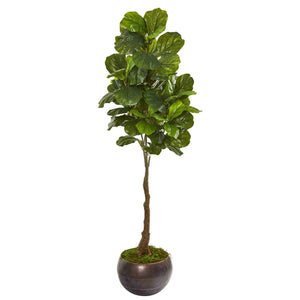 66” Fiddle Leaf Artificial Tree in Metal Bowl (Real Touch)