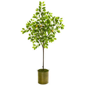 67” Lemon Artificial Tree in Green Planter