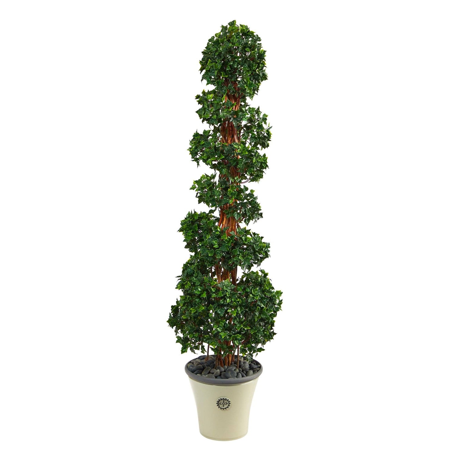 68” English Ivy Topiary Spiral Artificial Tree in Decorative Planter(Indoor/Outdoor)