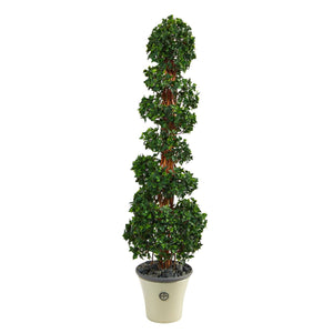 68” English Ivy Topiary Spiral Artificial Tree in Decorative Planter(Indoor/Outdoor)