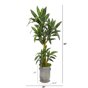 68” Yucca Artificial Plant in Copper Trimmed Metal Planter